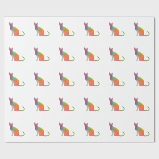 Waterverf Cat Silhouette Cadeaupapier (Vlak)