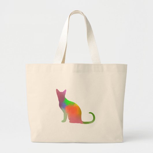 Waterverf Cat Silhouette Grote Tote Bag (Voorkant)
