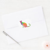 Waterverf Cat Silhouette Hart Sticker (Envelop)