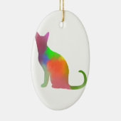 Waterverf Cat Silhouette Keramisch Ornament (Rechts)