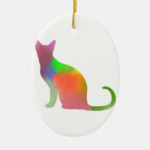 Waterverf Cat Silhouette Keramisch Ornament