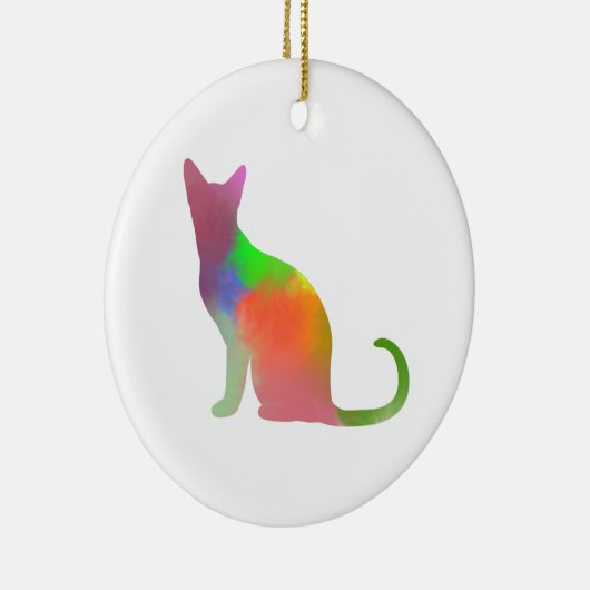 Waterverf Cat Silhouette Keramisch Ornament (Rechts)