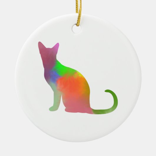 Waterverf Cat Silhouette Keramisch Ornament (Voorkant)