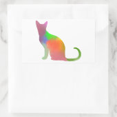 Waterverf Cat Silhouette Rechthoekige Sticker (Tas)