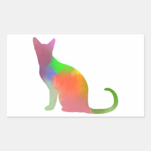 Waterverf Cat Silhouette Rechthoekige Sticker