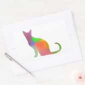 Waterverf Cat Silhouette Rechthoekige Sticker (Envelop)