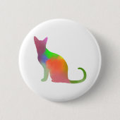 Waterverf Cat Silhouette Ronde Button 5,7 Cm (Voorkant)