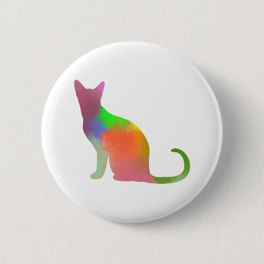 Waterverf Cat Silhouette Ronde Button 5,7 Cm (Voorkant)
