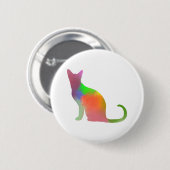 Waterverf Cat Silhouette Ronde Button 5,7 Cm (Voorkant /achterkant)