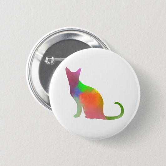 Waterverf Cat Silhouette Ronde Button 5,7 Cm (Voorkant /achterkant)