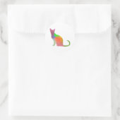 Waterverf Cat Silhouette Ronde Sticker (Tas)