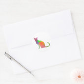 Waterverf Cat Silhouette Ronde Sticker (Envelop)