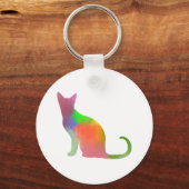 Waterverf Cat Silhouette Sleutelhanger (Voorkant)