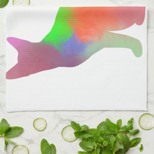 Waterverf Cat Silhouette Theedoek (Gevouwen)