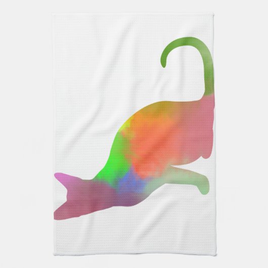 Waterverf Cat Silhouette Theedoek (Verticaal)