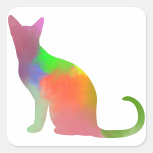 Waterverf Cat Silhouette Vierkante Sticker