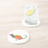 Waterverf Cat Silhouette Zandsteen Onderzetter (Zijkant)