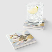 Waterverf Cat Stenen Onderzetter (Zijkant)