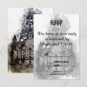 Waterverf Cathedral RSVP-kaart Kaart