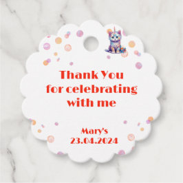 Waterverf Caticorn Meow-Gical Verjaardag dank u Bedankjes Labels