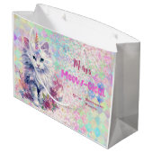 Waterverf Caticorn Meow-Gical Verjaardag Groot Cadeauzakje (Achterkant Gekanteld)