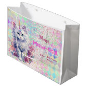 Waterverf Caticorn Meow-Gical Verjaardag Groot Cadeauzakje (Voorkant Gekanteld)