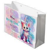 Waterverf Caticorn Meow-Gical Verjaardag Groot Cadeauzakje (Voorkant Gekanteld)