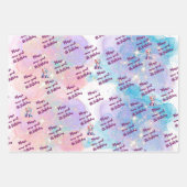 Waterverf Caticorn Meow-Gical Verjaardag Inpakpapier Vel (Voorkant 3)