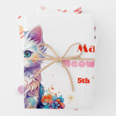 Waterverf Caticorn Meow-Gical Verjaardag Inpakpapier Vel (In situ)