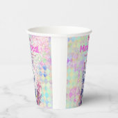 Waterverf Caticorn Meow-Gical Verjaardag Papieren Bekers (Rechts)