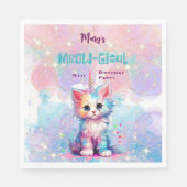 Waterverf Caticorn Meow-Gical Verjaardag Servet (Voorkant)