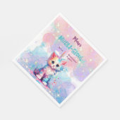 Waterverf Caticorn Meow-Gical Verjaardag Servet (Hoek)