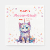 Waterverf Caticorn Meow-Gical Verjaardag Servet (Voorkant)