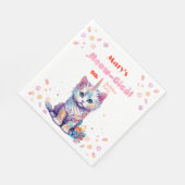 Waterverf Caticorn Meow-Gical Verjaardag Servet (Hoek)
