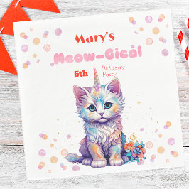Waterverf Caticorn Meow-Gical Verjaardag Servet
