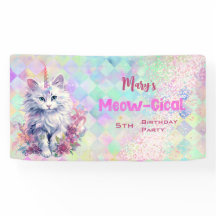 Waterverf Caticorn Meow-Gical Verjaardag