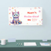 Waterverf Caticorn Meow-Gical Verjaardag Spandoek (Beurs)