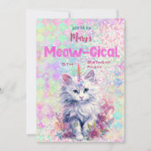 Waterverf Caticorn Meow-Gical Verjaardagsuitnodigi Feestdagenkaart (Voorkant)