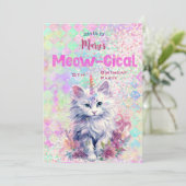 Waterverf Caticorn Meow-Gical Verjaardagsuitnodigi Feestdagenkaart (Staand voorkant)