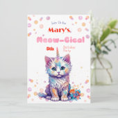 Waterverf Caticorn Meow-Gical Verjaardagsuitnodigi Feestdagenkaart (Staand voorkant)