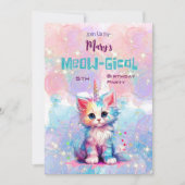 Waterverf Caticorn Meow-Gical Verjaardagsuitnodigi Feestdagenkaart (Voorkant)