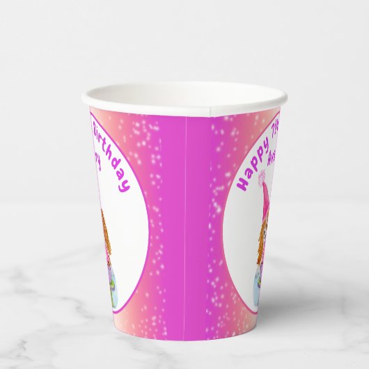 Waterverf Cavalier King Charles Cupcake Birthday Papieren Bekers (Rechts)