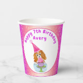 Waterverf Cavalier King Charles Cupcake Birthday Papieren Bekers (Voorkant)