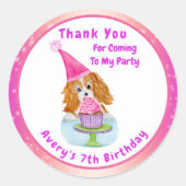 Waterverf Cavalier King Charles Cupcake Birthday Ronde Sticker (Voorkant)