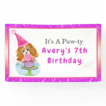 Waterverf Cavalier King Charles Cupcake Birthday