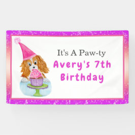 Waterverf Cavalier King Charles Cupcake Birthday Spandoek