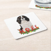 Waterverf Cavalier King Charles Noel Kerstmis Kartonnen Onderzetters (Schuin)