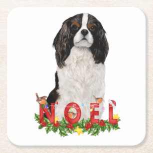 Waterverf Cavalier King Charles Noel Kerstmis Kartonnen Onderzetters