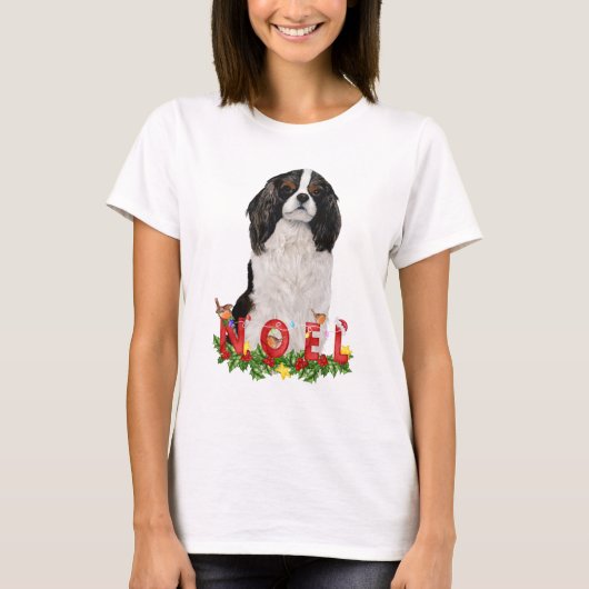 Waterverf Cavalier King Charles Noel Kerstmis T-shirt (Voorkant)