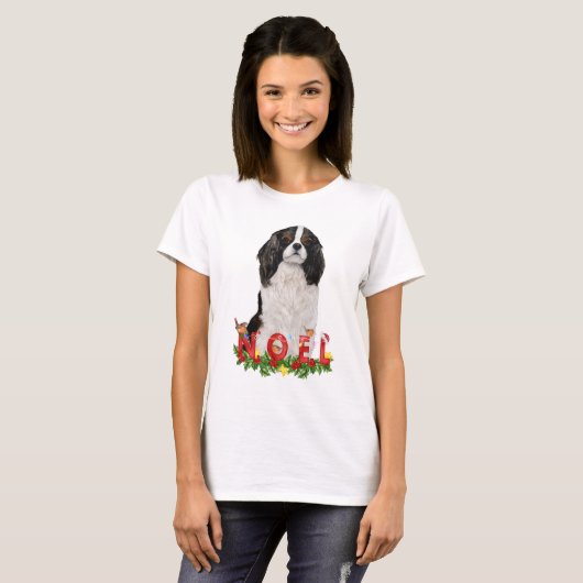Waterverf Cavalier King Charles Noel Kerstmis T-shirt (Voorkant volledig)